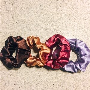 Satin Hair Scrunchies (Set of 4)